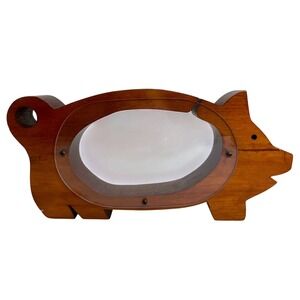 Vintage Wooden Piggy Bank Clear Side Coin Bank Pig Silhouette Wood Decor